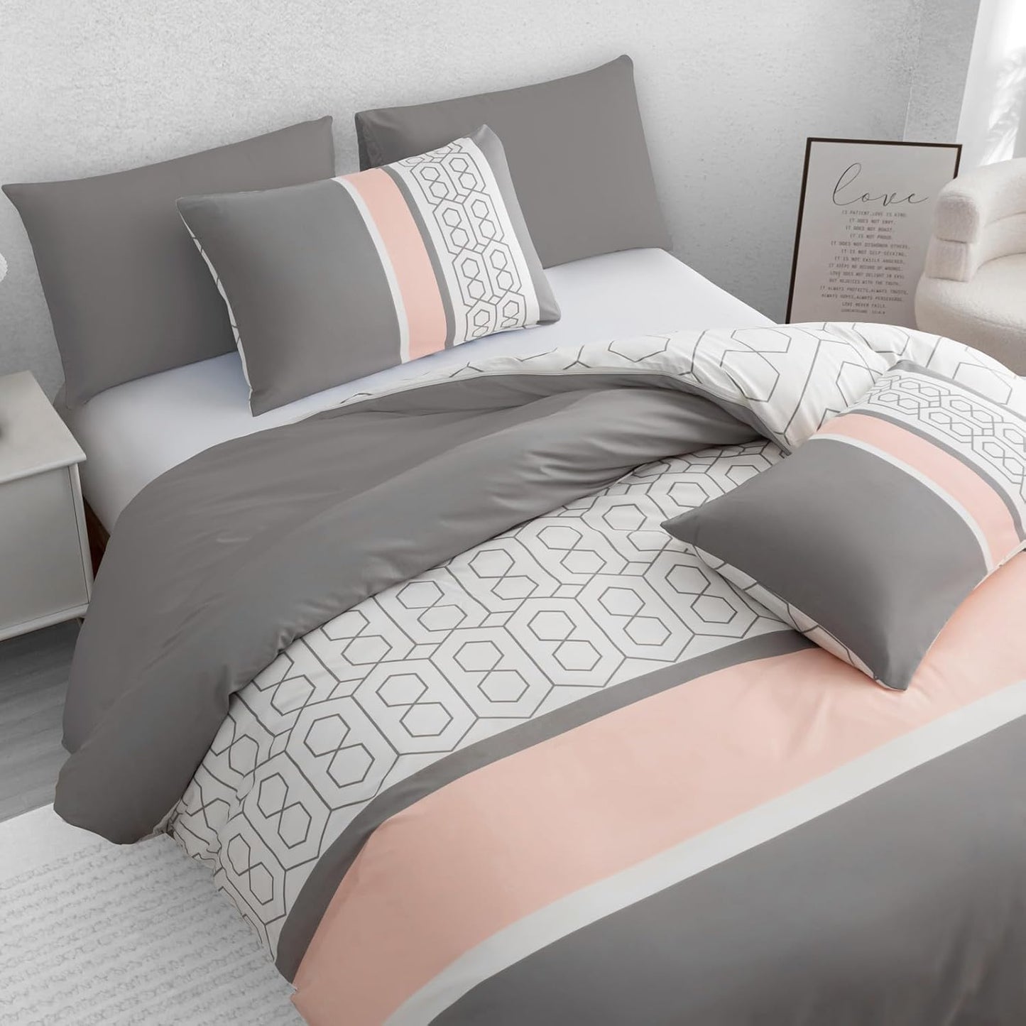 Double Duvet Set Premium Brushed Microfiber Duvet Cover Double Ultrasoft Hypoallergenic Duvet Double Cover Set Non Iron Luxury Bedding Set with Zipper Closure