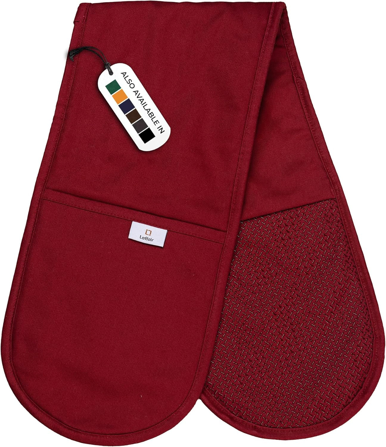Double Oven Gloves Heat Resistant by ® - Black Oven Gloves - Non-Slip Silicon - Black Kitchen Accessories - Modern Oven Mitt & Potholder for Home Cooking - Maximum Heat Protection