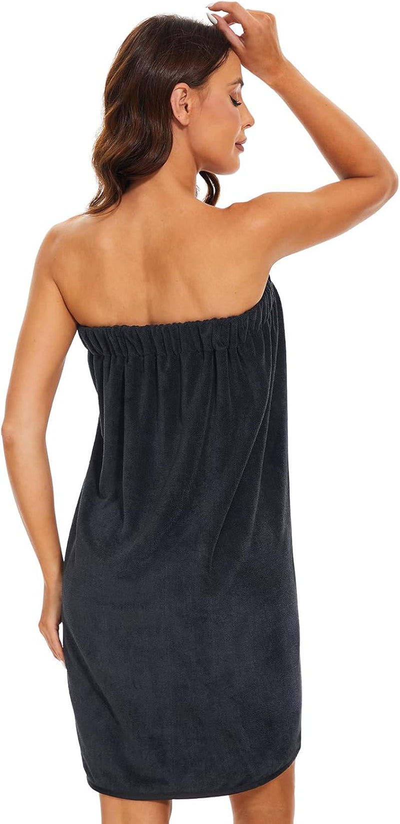 Women Wrap Towel Robe Wrap Spa Bathrobe Adjustable Buttons