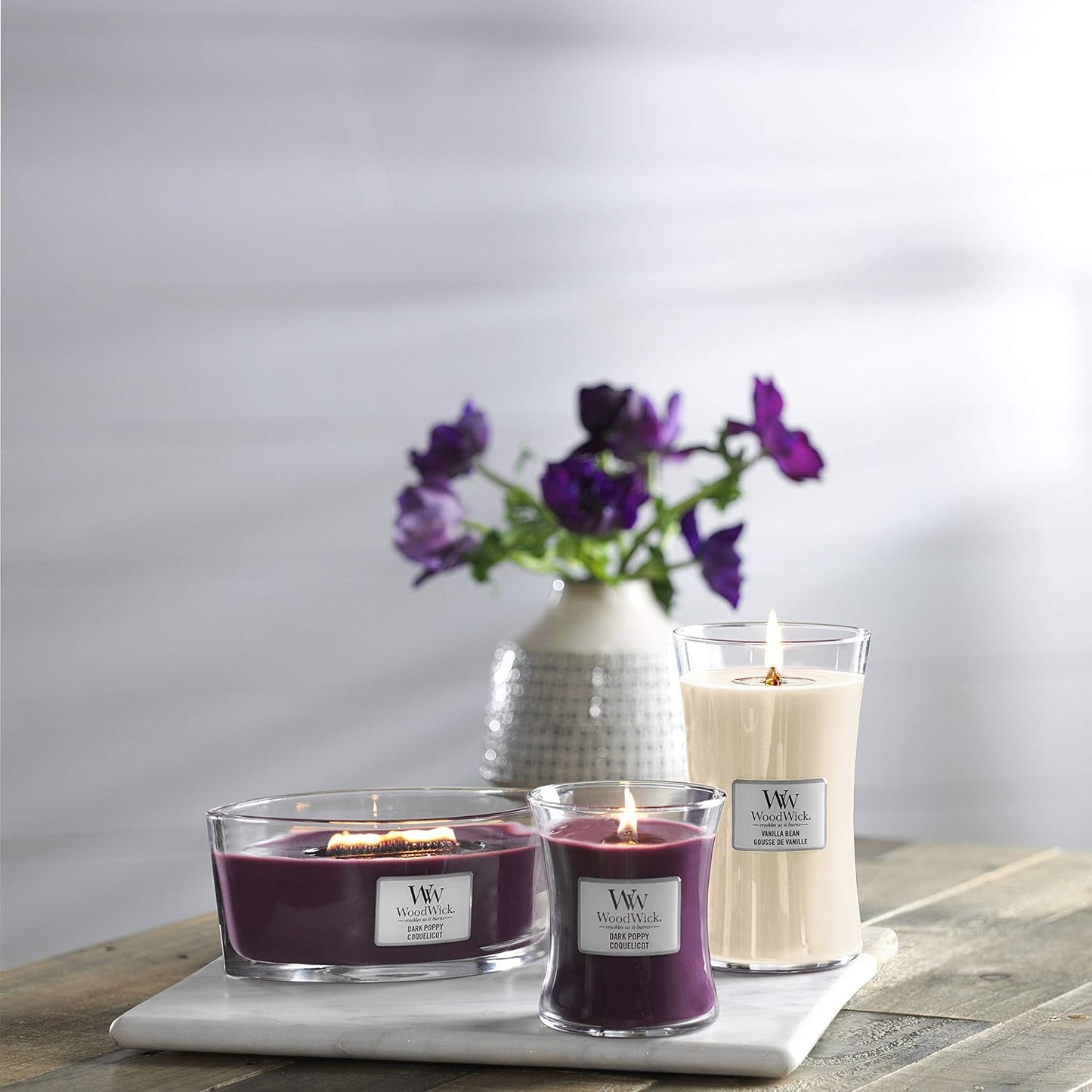 Scented Candle with Crackling Wick, Vanilla Bean Large Hourglass Candle, Long Burning Candles: up to 130 Hours, Perfect Gifts for Women