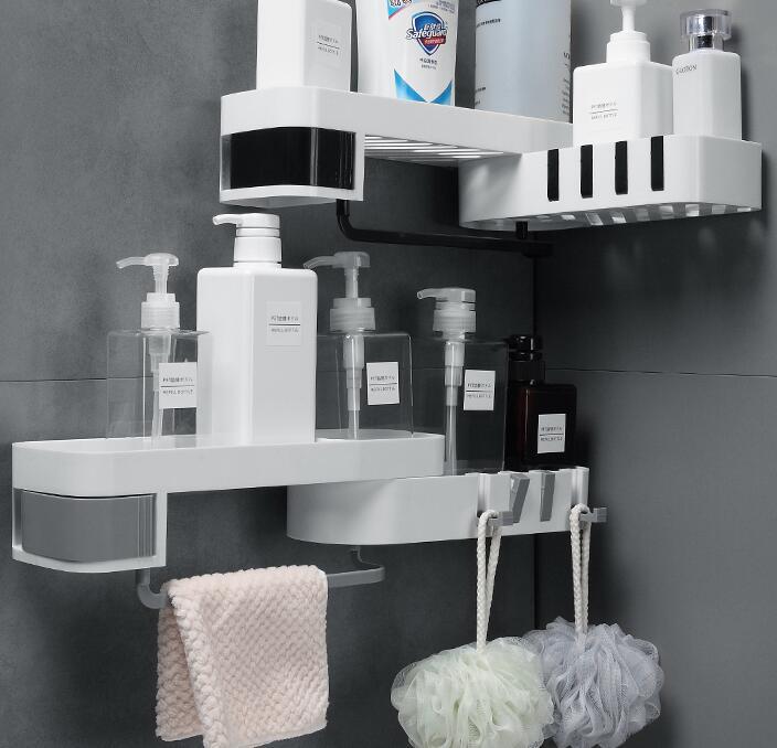 Space-Saving Bathroom Corner Shelf – No-Drill Wall Storage for Toiletries