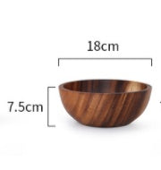 Natural Wooden Salad & Fruit Bowl, Durable Kitchen Serving Dish for Home & Restaurant