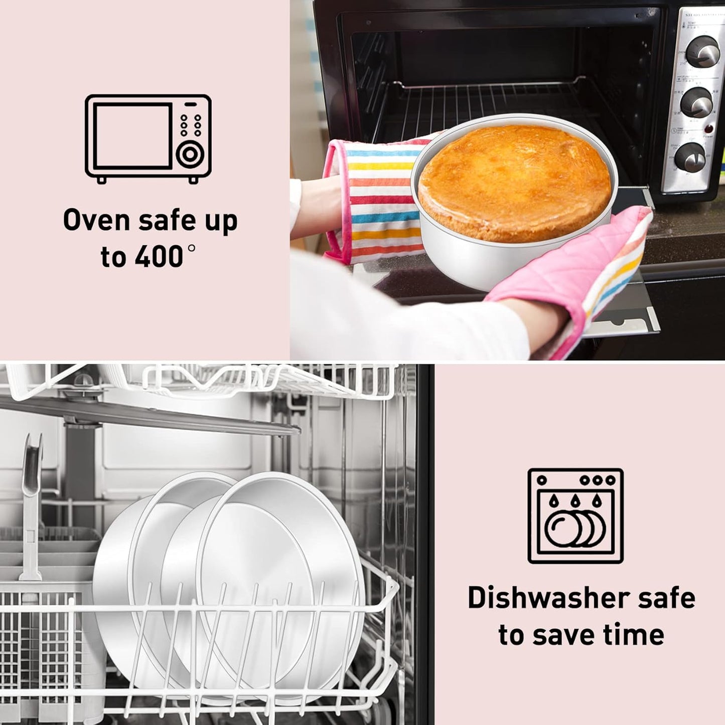 Cake Tin, 6 Inch round Cake Tins, 3PCS Stainless Steel Cake Pan Tray for Baking, Bakeware Set for Birthday Christmas Wedding Layer Cakes, Heavy Duty & Healthy, Mirror Finished & Dishwasher Safe