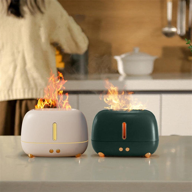 Flame Effect Air Humidifier – USB-Powered with Essential Oil Function