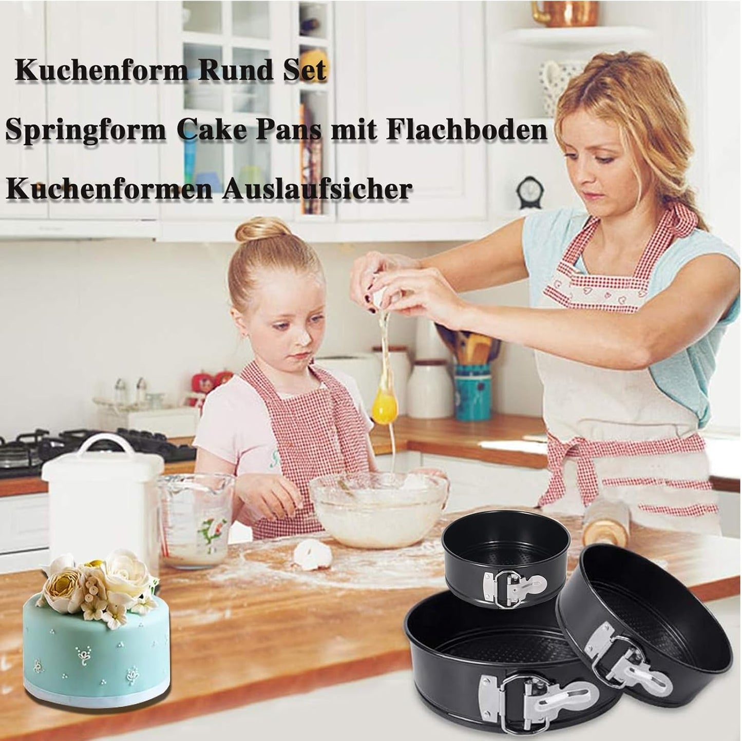 Cake Tins for Baking – 3Pcs round Cake Tin Set – 4/7/9 Inch Cake Tin, – Non-Stick Coating & Leak-Proof – Ideal for Baking Cheesecakes