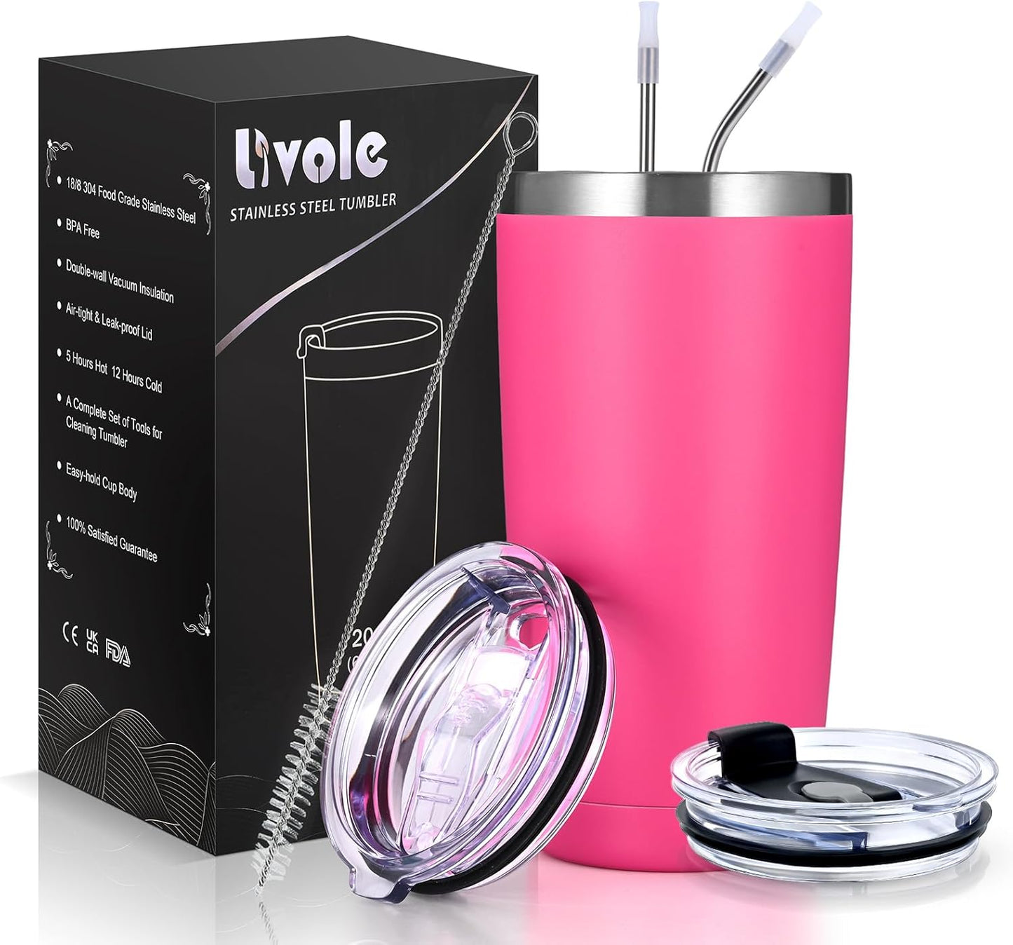 30Oz 900Ml Travel Tumbler with Handle, Insulated Vacuum Travel Coffee Mug, Stainless Steel Water Bottle Flask, Double Walled Leakproof Thermal Mug for Camping, Sports, Office, Home, Light Pink