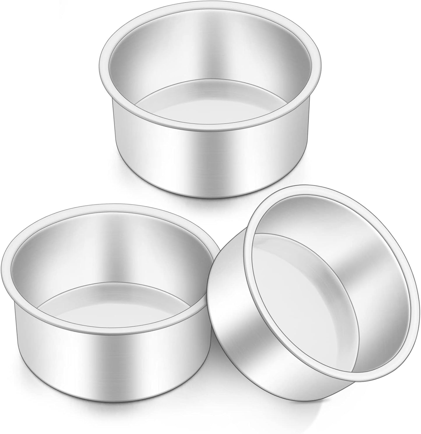 Cake Tin, 6 Inch round Cake Tins, 3PCS Stainless Steel Cake Pan Tray for Baking, Bakeware Set for Birthday Christmas Wedding Layer Cakes, Heavy Duty & Healthy, Mirror Finished & Dishwasher Safe