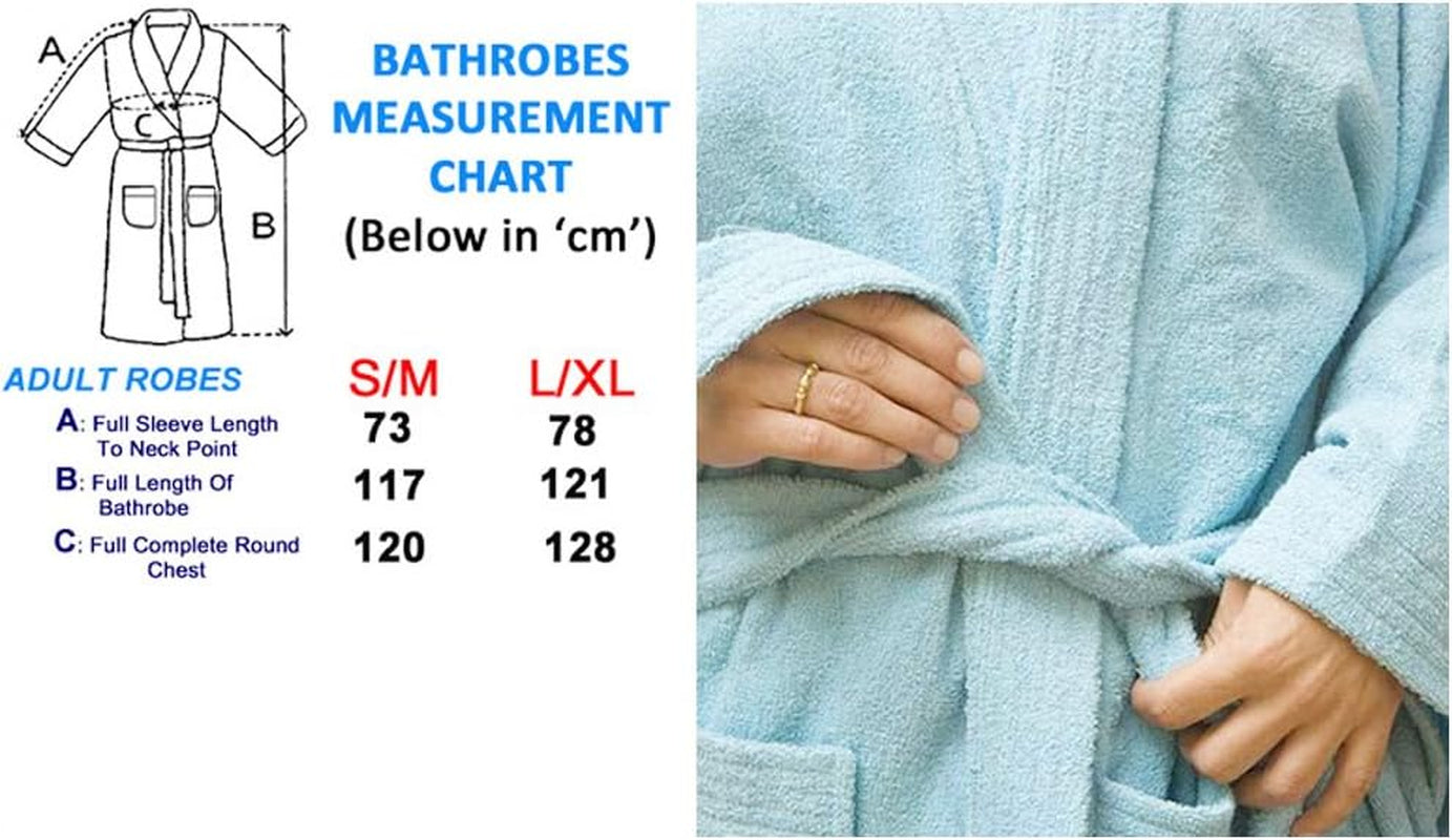 Unisex Egyptian Cotton Super Soft Luxury Velour Towelling Terry Dressing Gown Nightwear with Big Pockets and Belt Soft Housecoat Bathrobe