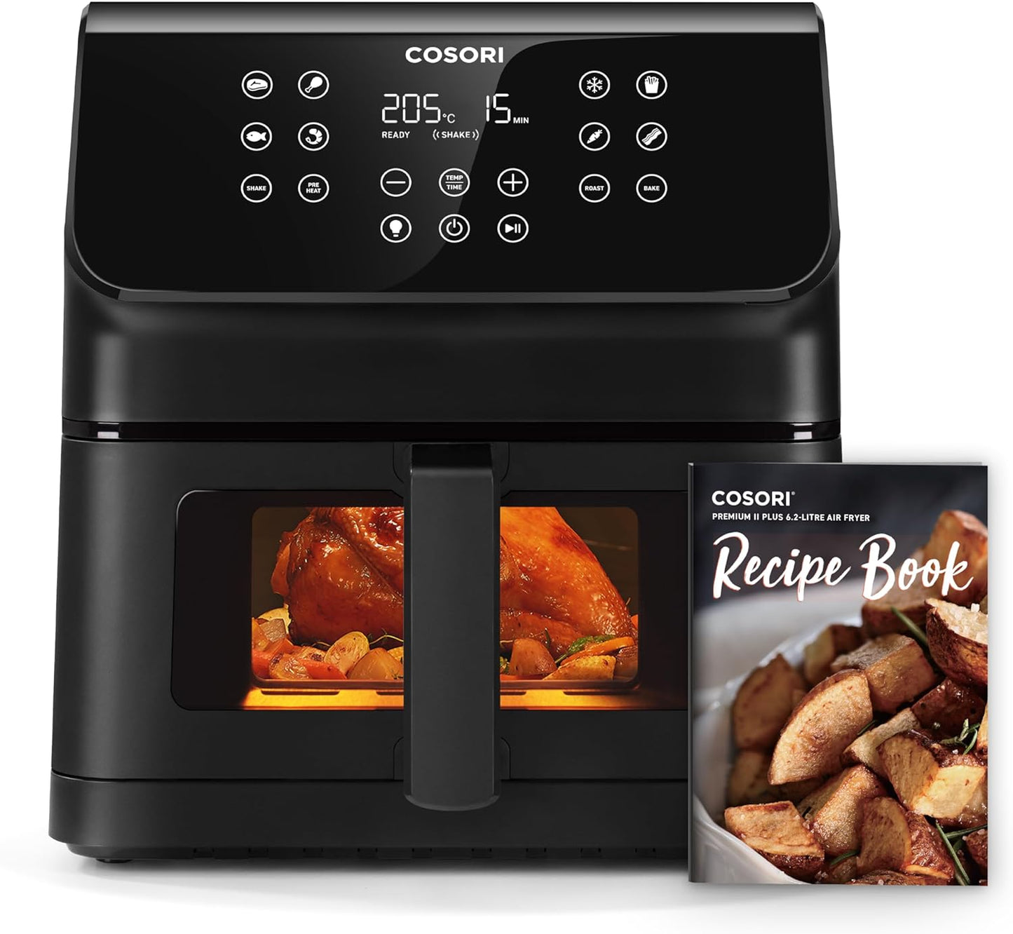 Air Fryer 4.7L, 9-In-1 Compact Air Fryers Oven, 130+ Recipes(Cookbook & Online), Max 230℃ Setting, Digital Tempered Glass Display, Quiet, 4 Portions, Non-Stick, Dishwasher Safe, 1500W