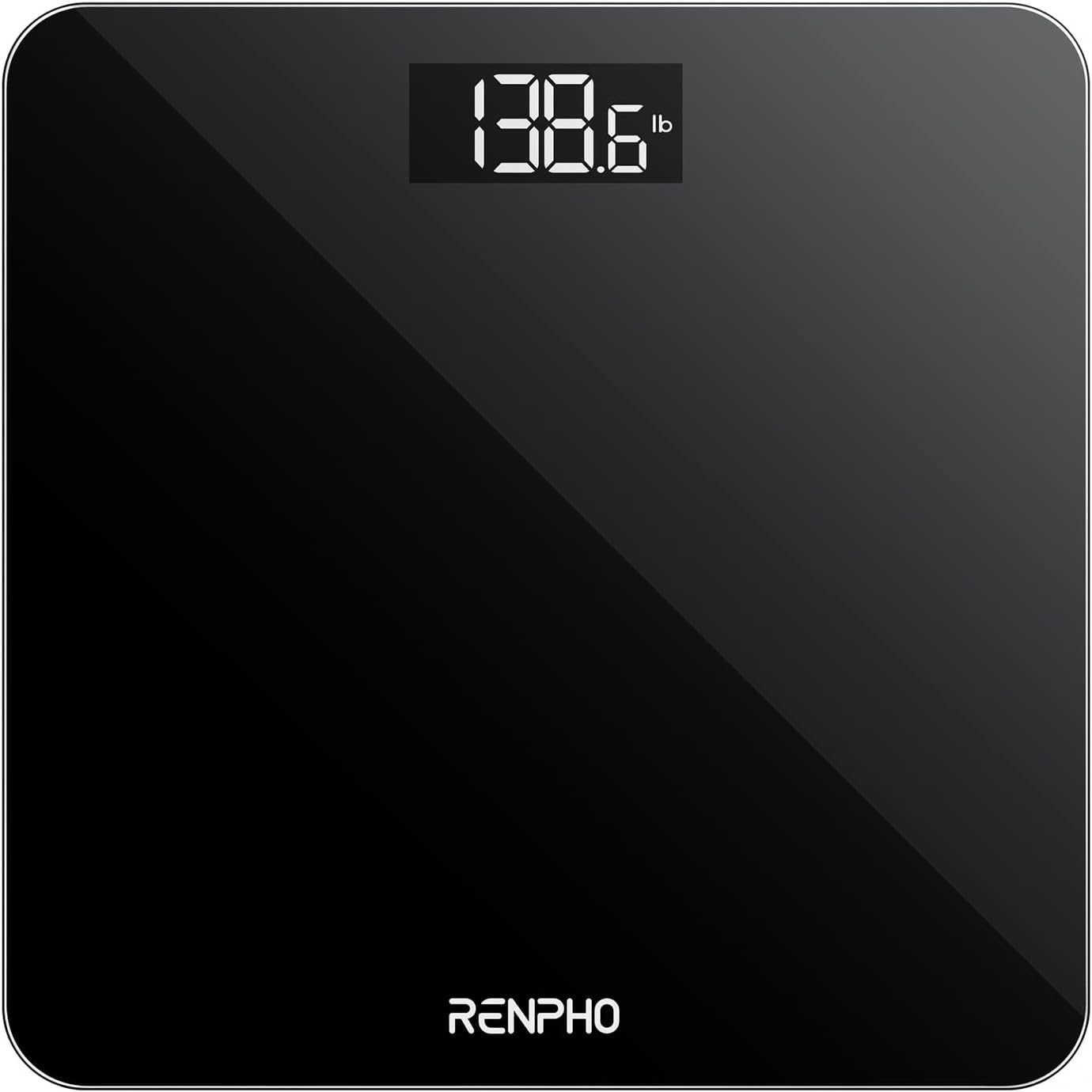 Digital Bathroom Scales for Body Weight, Weighing Scale Electronic Bath Scales with High Precision Sensors Accurate Weight Machine for People, LED Display, Step-On, Black, Core 1S