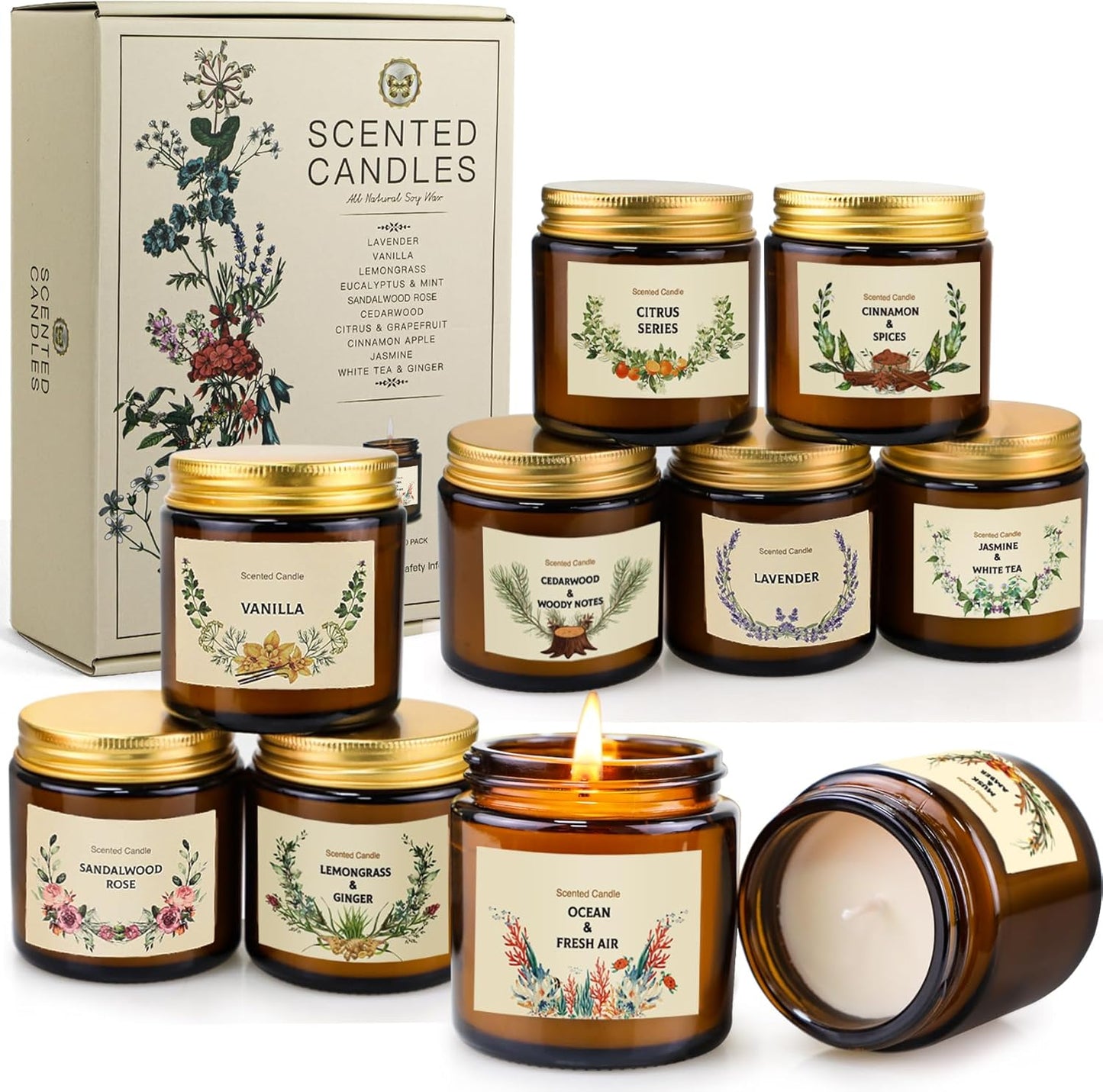 Scented Candles Gifts Set for Women,6 Pack Aromatherapy Candles for Home Scented,Long Lasting Candle Set for Woman,150 H Amber Jar for Birthday,Valentine,Anniversary,Mother'S Thanksgiving Day Present