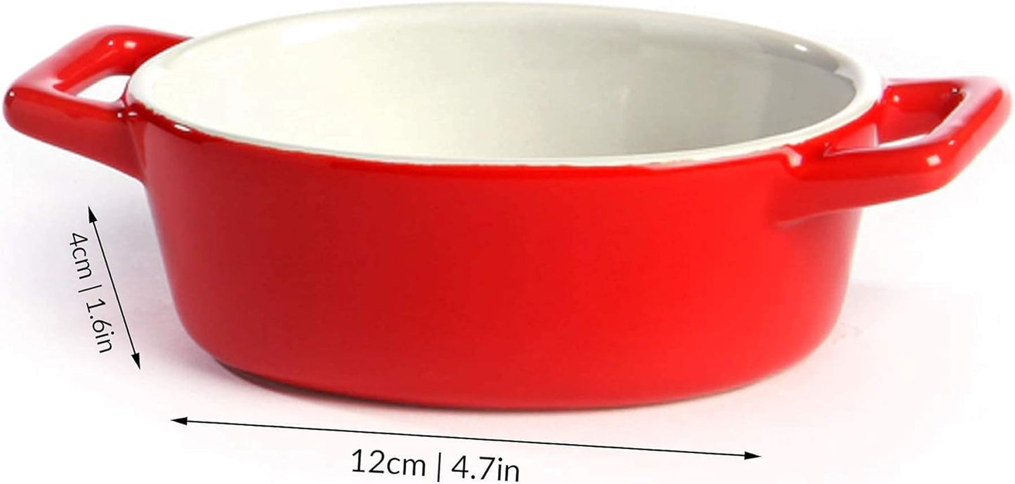 Mini Ceramic Oven Dishes - Set of 4 | Oval Baking Dish | Oven to Table Baking Dishes | Red, Blue, Green & Orange Colours | Lasagne, Pie and Casserole Pot | M&W