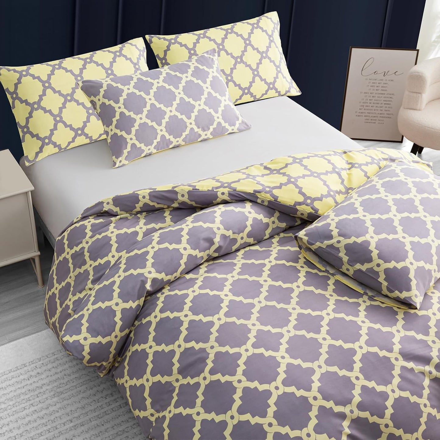 Double Duvet Set Premium Brushed Microfiber Duvet Cover Double Ultrasoft Hypoallergenic Duvet Double Cover Set Non Iron Luxury Bedding Set with Zipper Closure