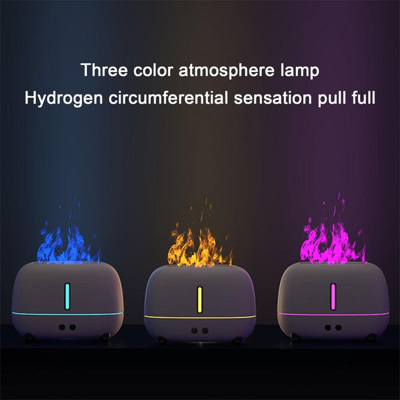 Flame Effect Air Humidifier – USB-Powered with Essential Oil Function