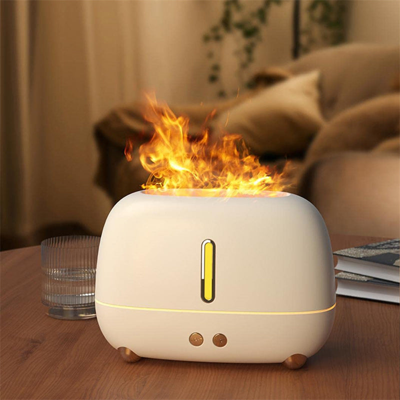 Flame Effect Air Humidifier – USB-Powered with Essential Oil Function