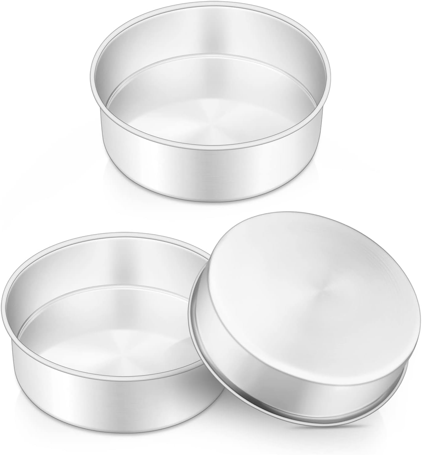 Cake Tin, 6 Inch round Cake Tins, 3PCS Stainless Steel Cake Pan Tray for Baking, Bakeware Set for Birthday Christmas Wedding Layer Cakes, Heavy Duty & Healthy, Mirror Finished & Dishwasher Safe