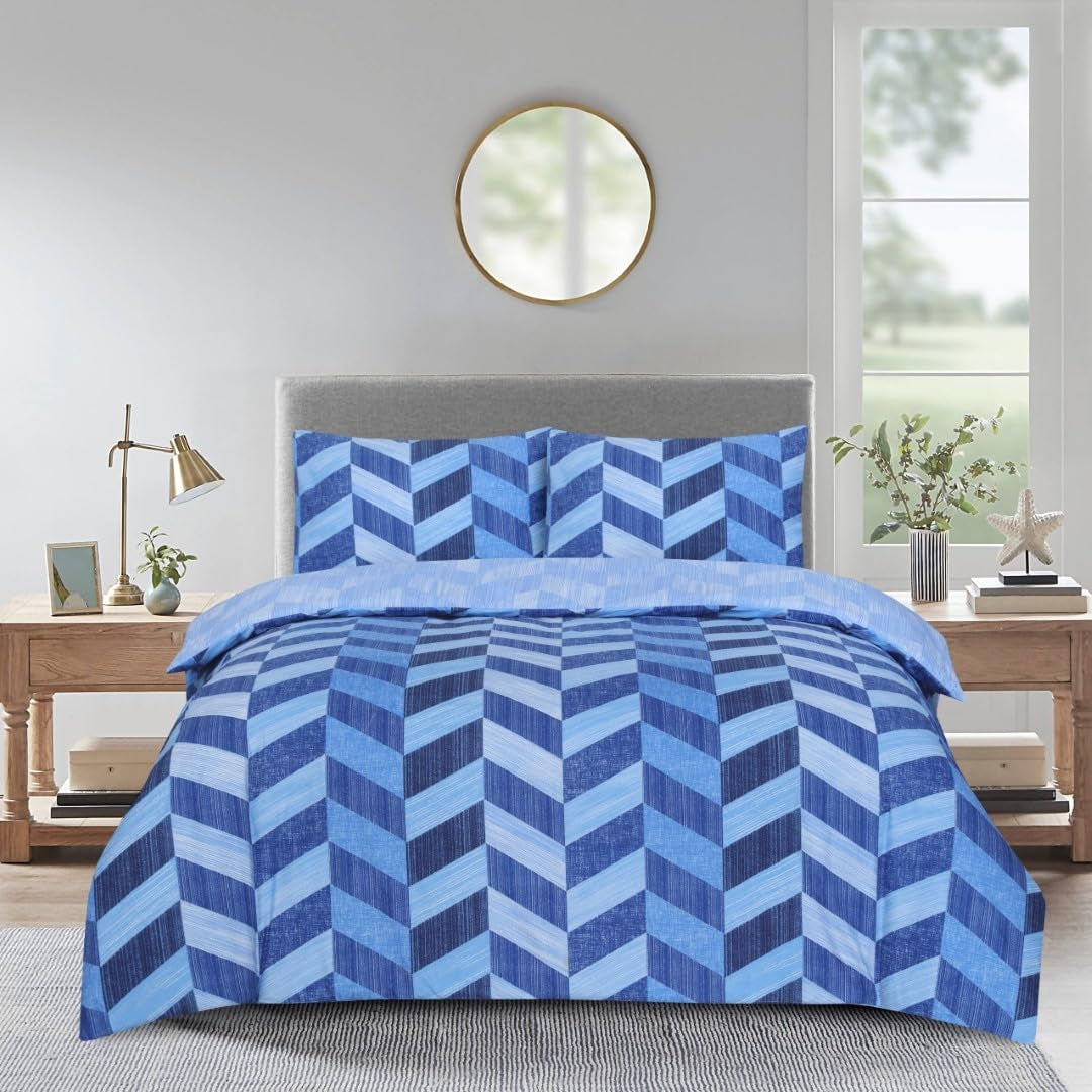 Best Linen 4 Piece Duvet Cover Set Polyester Cotton Quilt Cover Pillow Case & Fitted Sheet Complete Bedding Set Easy Care Machine Wash anti Allergic (Floral Grey, Double) (Duvetcover001)