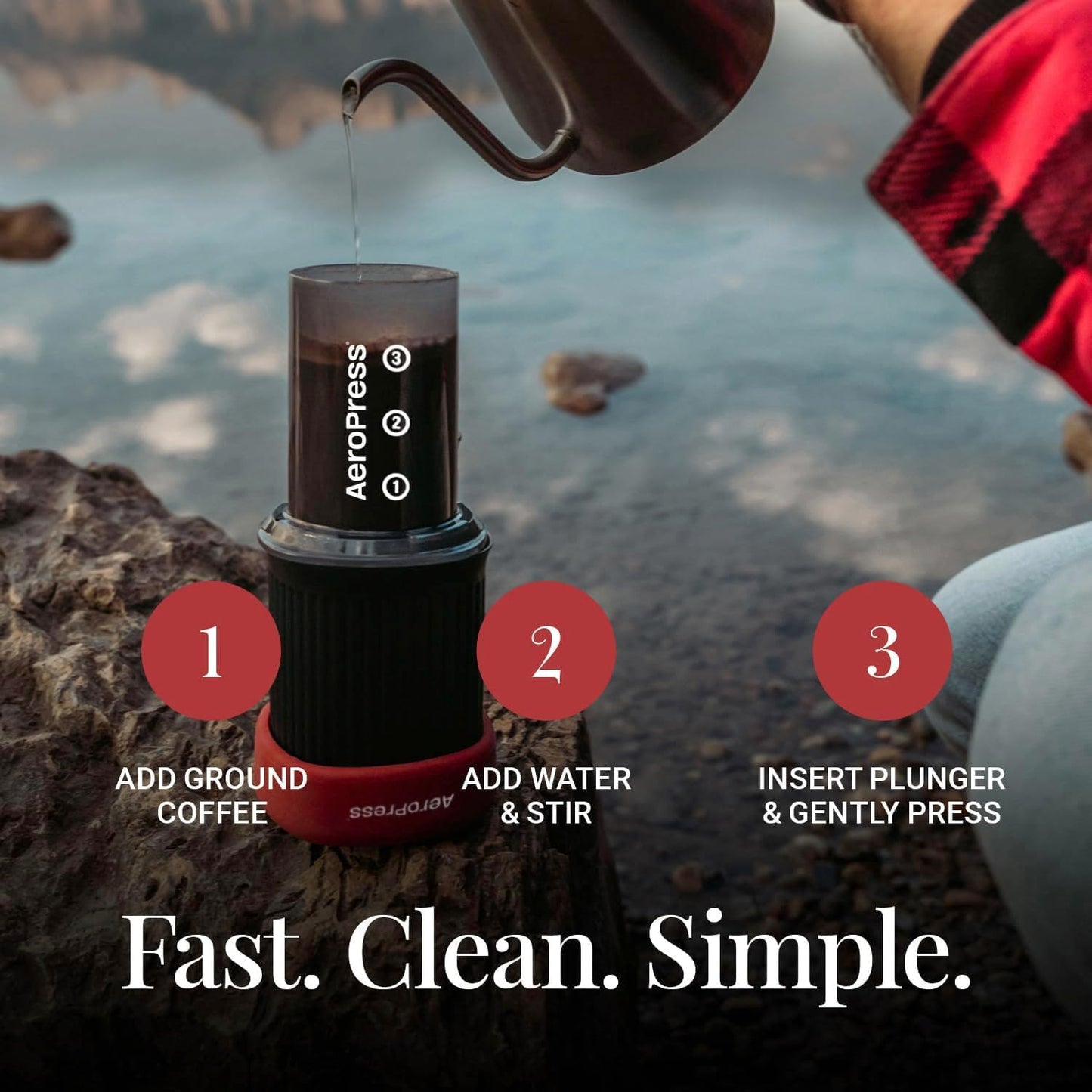 Go Portable Travel Coffee Press Kit, 1-3 Cups in a Minute, Coffee, Espresso, & Cold Brew Maker, Manual Coffee Making Machine for Travel, Includes Mug & Lid, Grey