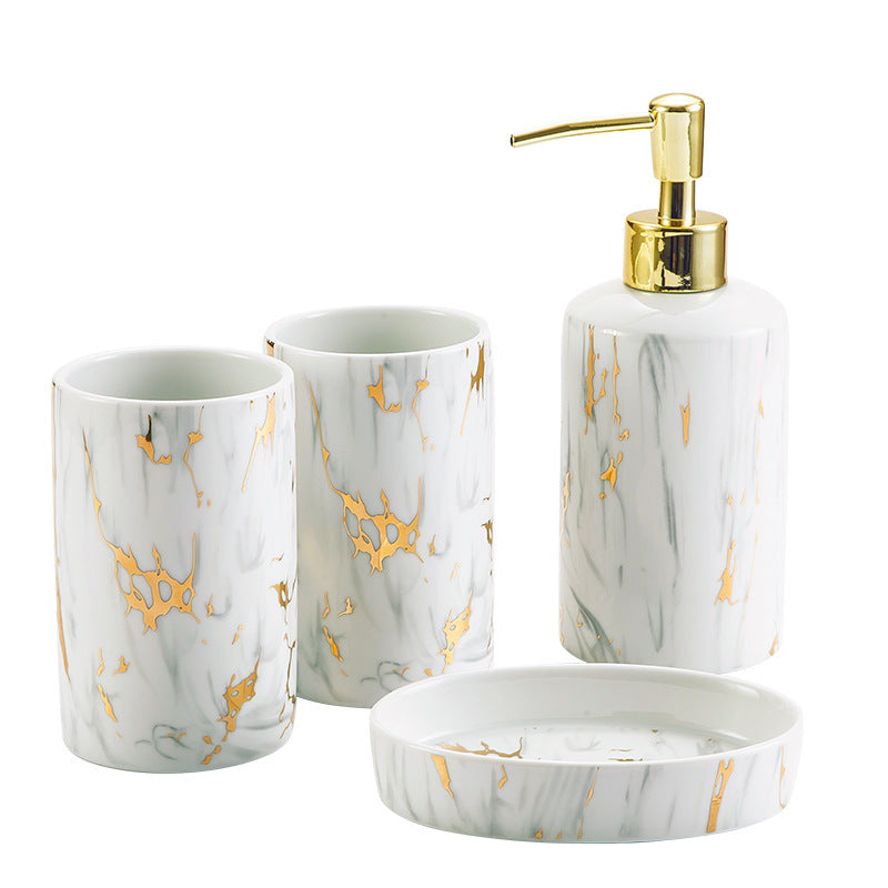 Luxury Marble Ceramic Bathroom Set – Elegant Wash Kit for Modern Bathrooms