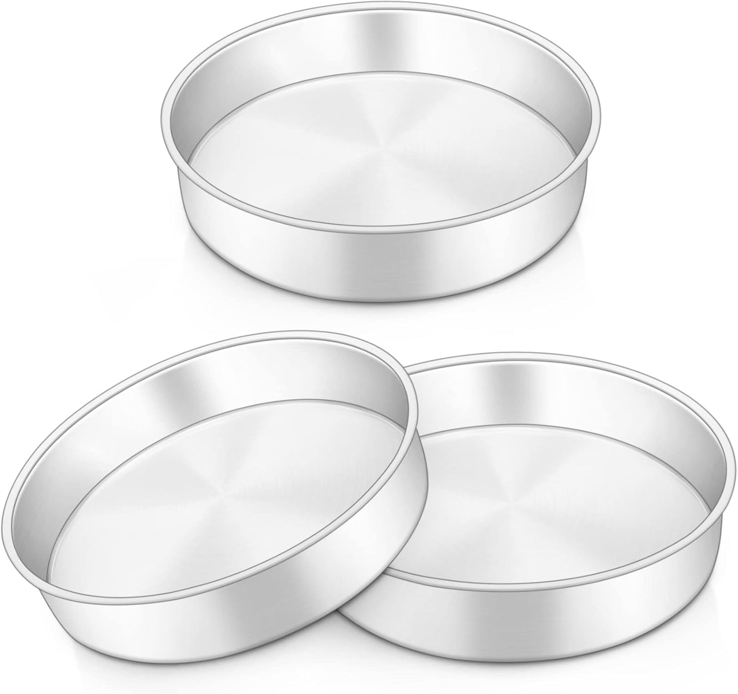 Cake Tin, 6 Inch round Cake Tins, 3PCS Stainless Steel Cake Pan Tray for Baking, Bakeware Set for Birthday Christmas Wedding Layer Cakes, Heavy Duty & Healthy, Mirror Finished & Dishwasher Safe