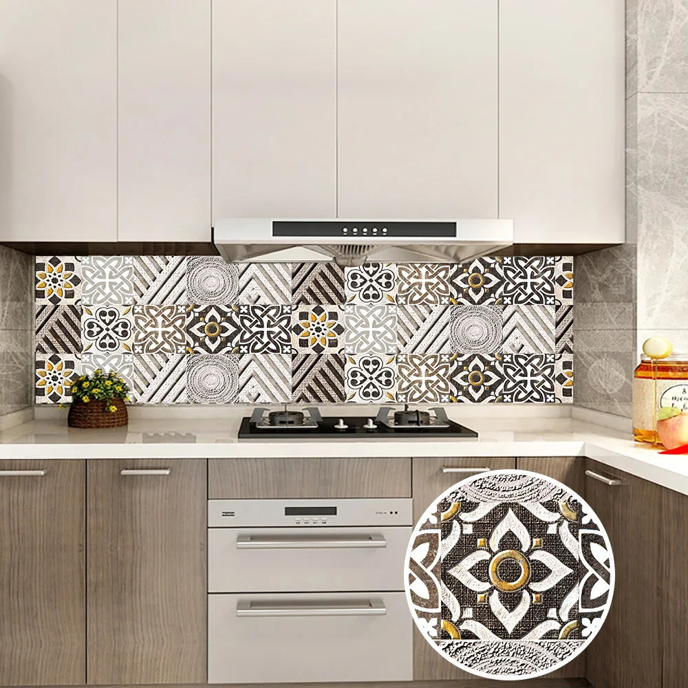 10pcs Blue & Gray Matte Surface Wall Sticker Film For Tiles /Ground in Kitchen Backsplash Floor PVC Art Wallpaper Peel & Stick