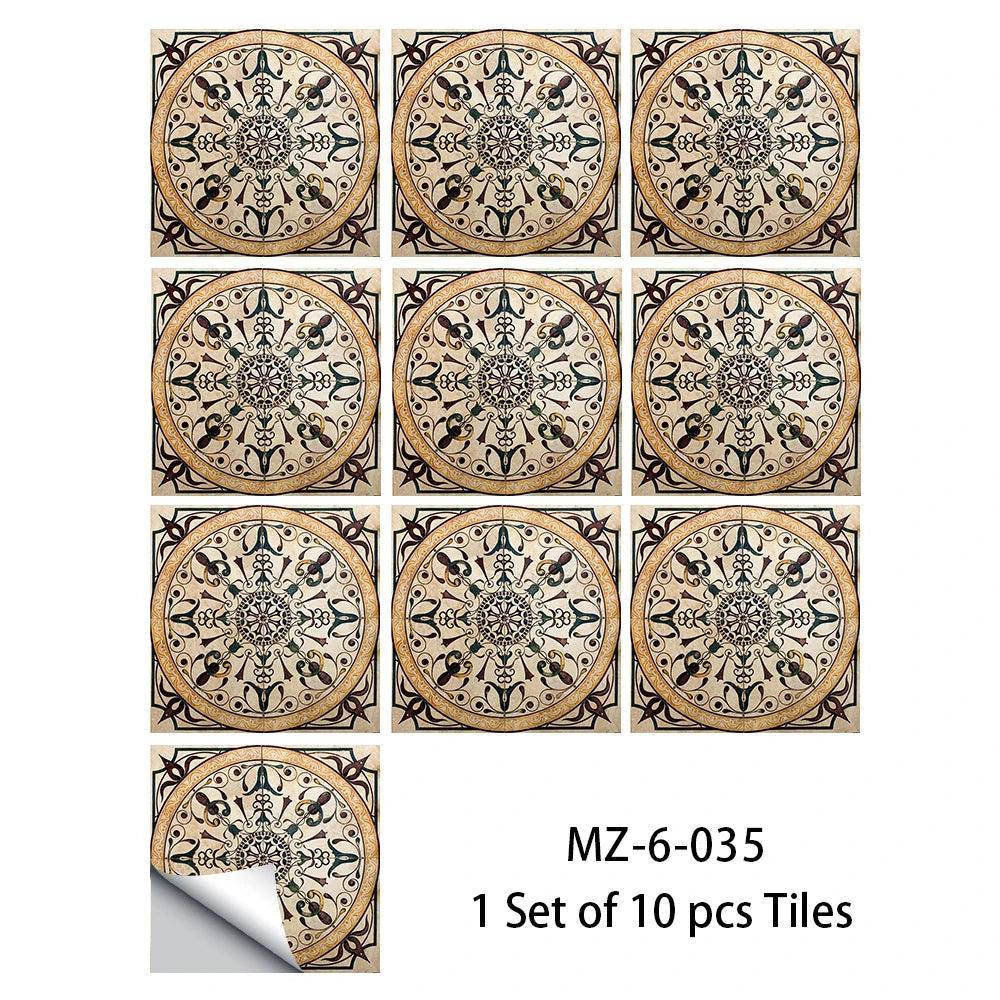 10pcs Blue & Gray Matte Surface Wall Sticker Film For Tiles /Ground in Kitchen Backsplash Floor PVC Art Wallpaper Peel & Stick