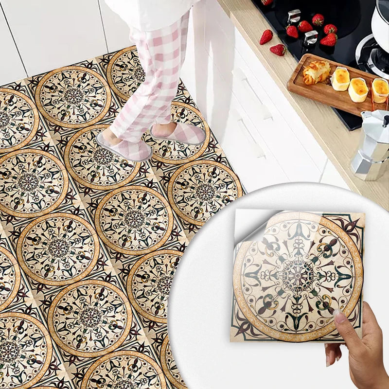 10pcs Blue & Gray Matte Surface Wall Sticker Film For Tiles /Ground in Kitchen Backsplash Floor PVC Art Wallpaper Peel & Stick