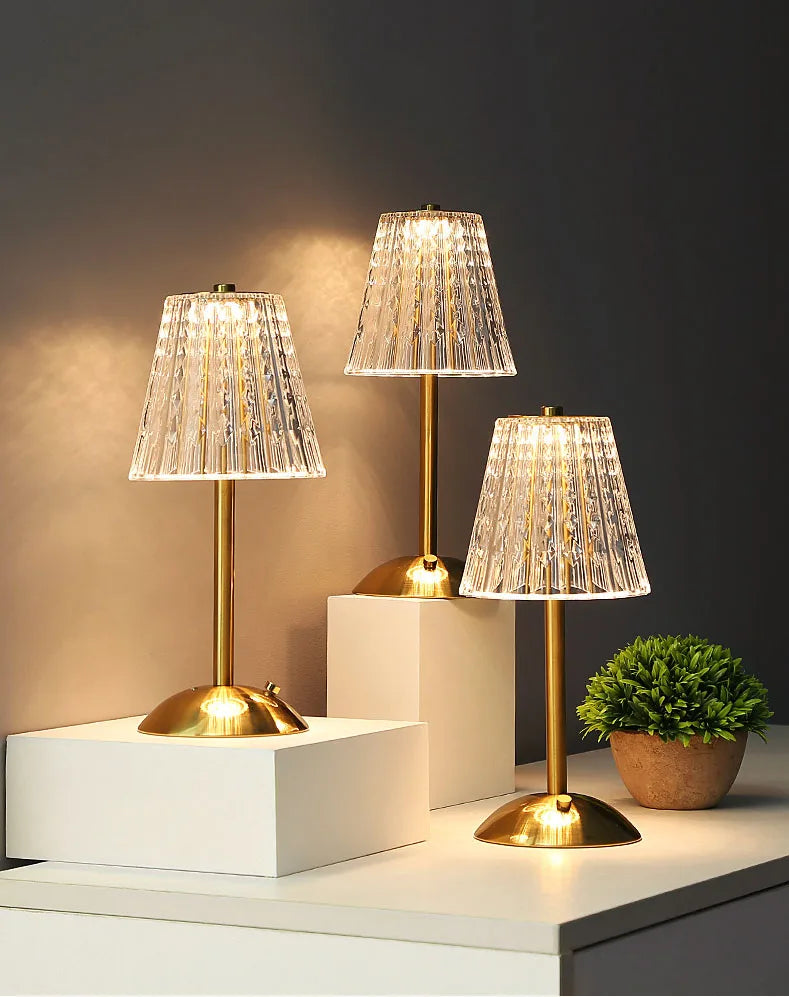 Luxury Crystal Touch Bedside Lamp – Rechargeable & Elegant Night Light