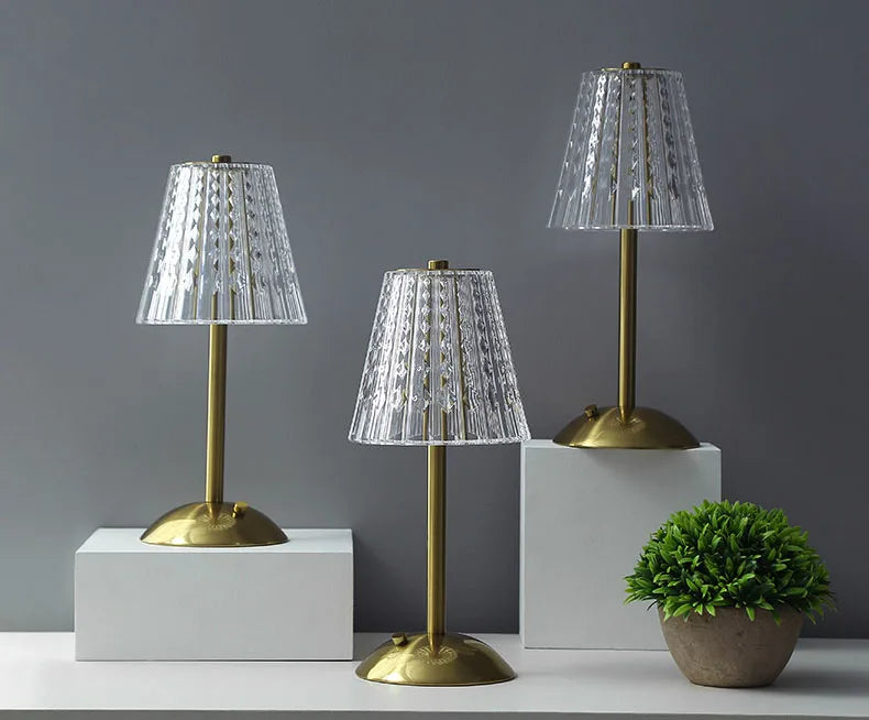 Luxury Crystal Touch Bedside Lamp – Rechargeable & Elegant Night Light