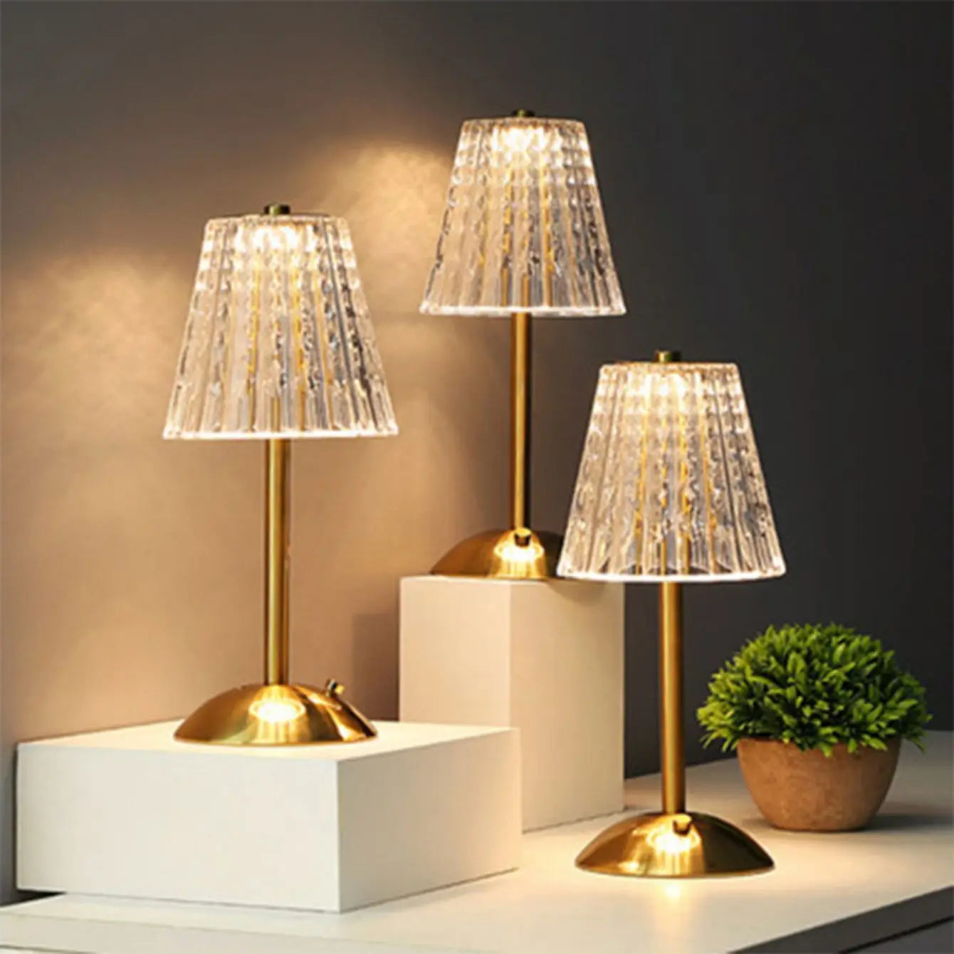 Luxury Crystal Touch Bedside Lamp – Rechargeable & Elegant Night Light