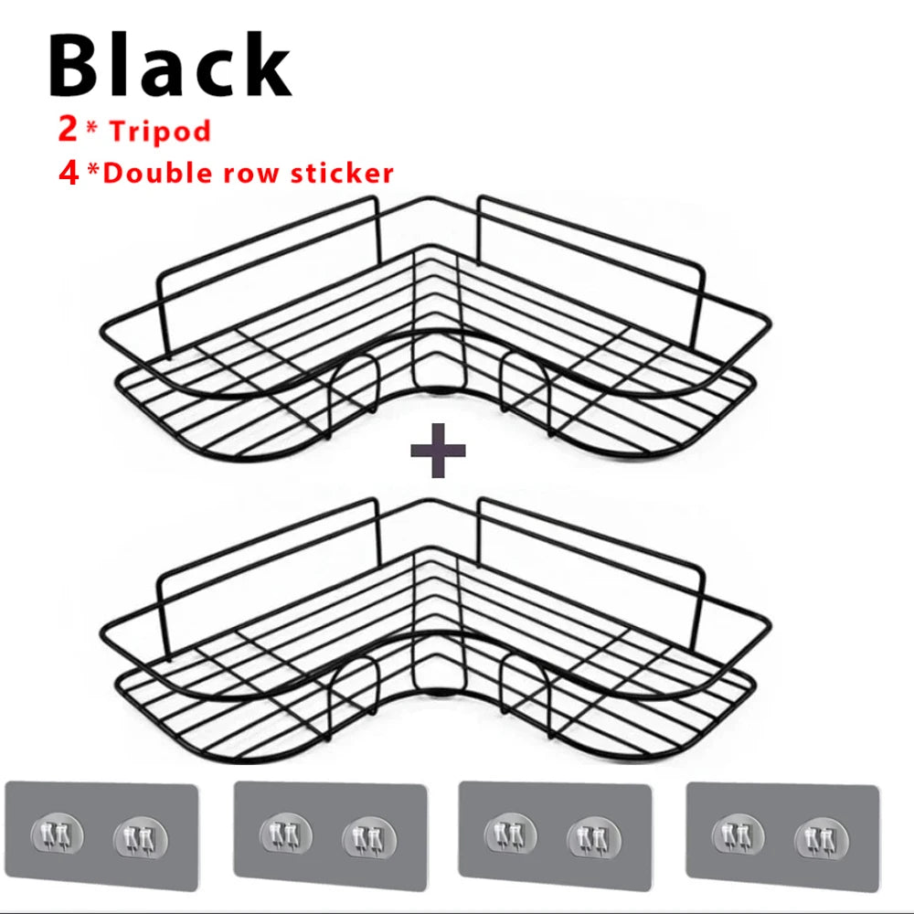 Wall-Mounted Bathroom Corner Shelf – No-Drill Storage Rack for Toiletries & Essentials