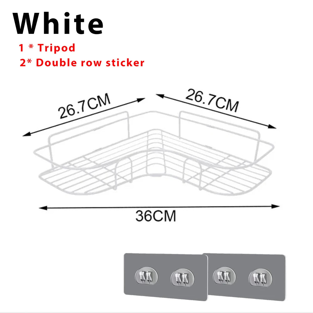 Wall-Mounted Bathroom Corner Shelf – No-Drill Storage Rack for Toiletries & Essentials