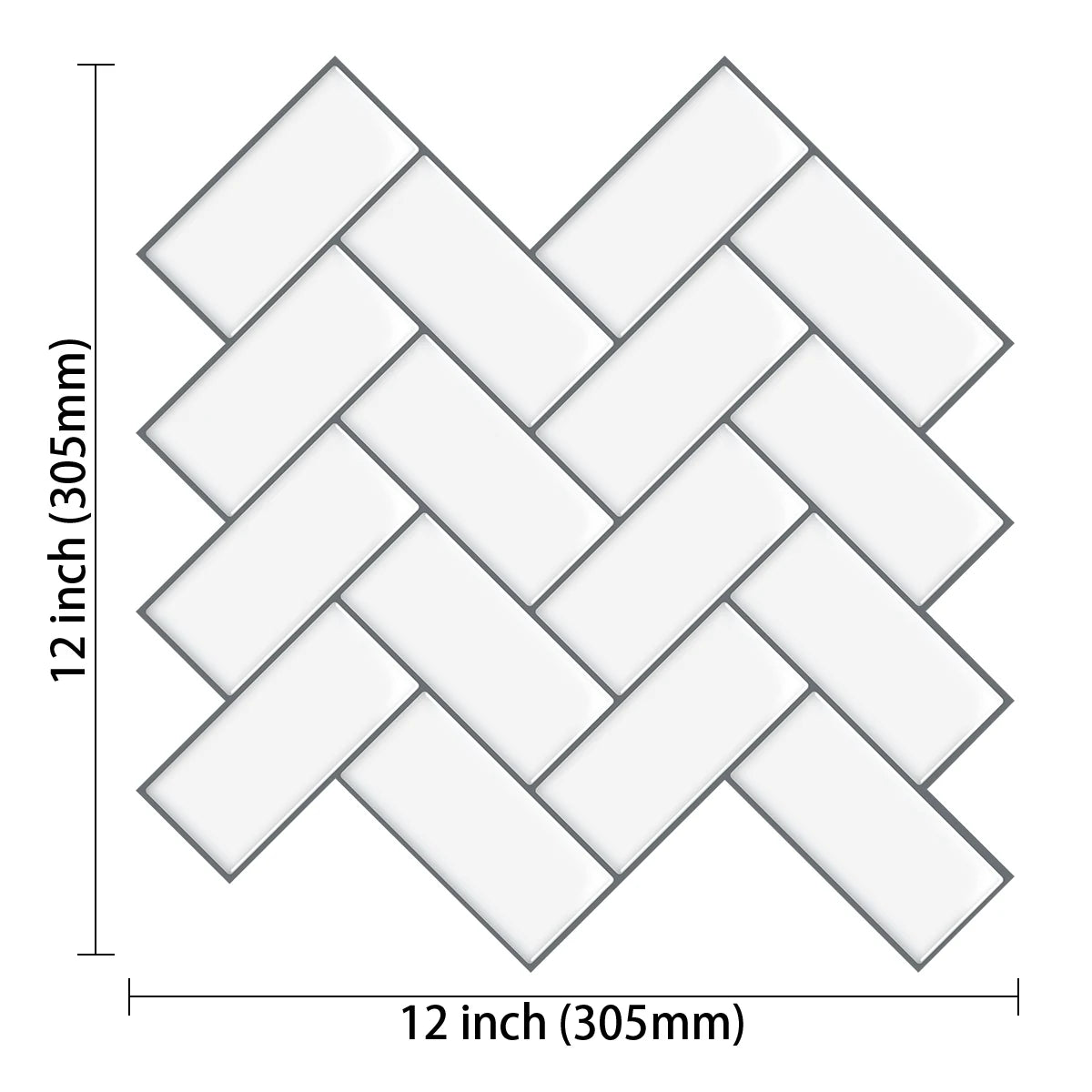10 Pieces Peel and Stick Herringbone Wall Tiles DIY Kitchen Backsplash Big SIze Wall Sticker Waterproof Vinyl Wallpaper for Home