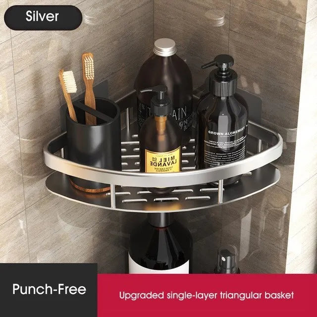 Luxury No-Drill Bathroom Shelves – Rustproof Aluminum Shower Organizer
