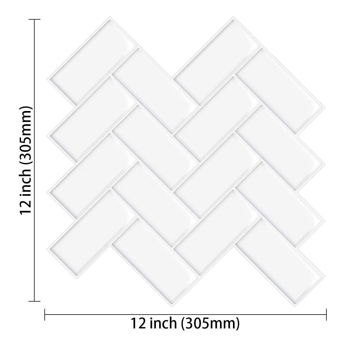 10 Pieces Peel and Stick Herringbone Wall Tiles DIY Kitchen Backsplash Big SIze Wall Sticker Waterproof Vinyl Wallpaper for Home