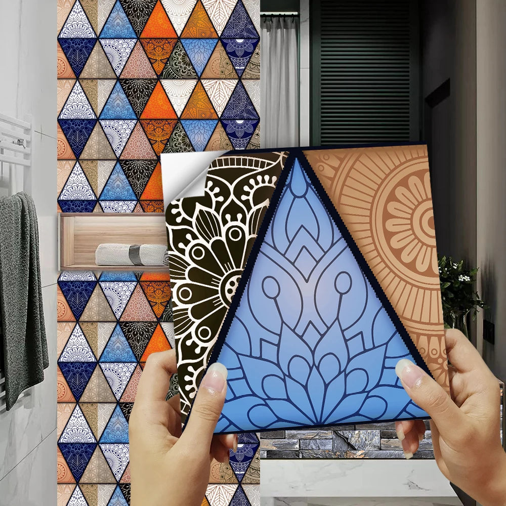10pcs Blue & Gray Matte Surface Wall Sticker Film For Tiles /Ground in Kitchen Backsplash Floor PVC Art Wallpaper Peel & Stick
