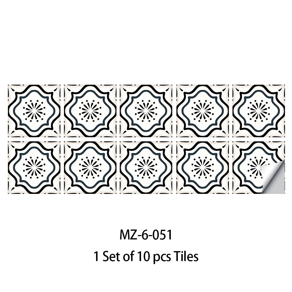 10pcs Blue & Gray Matte Surface Wall Sticker Film For Tiles /Ground in Kitchen Backsplash Floor PVC Art Wallpaper Peel & Stick
