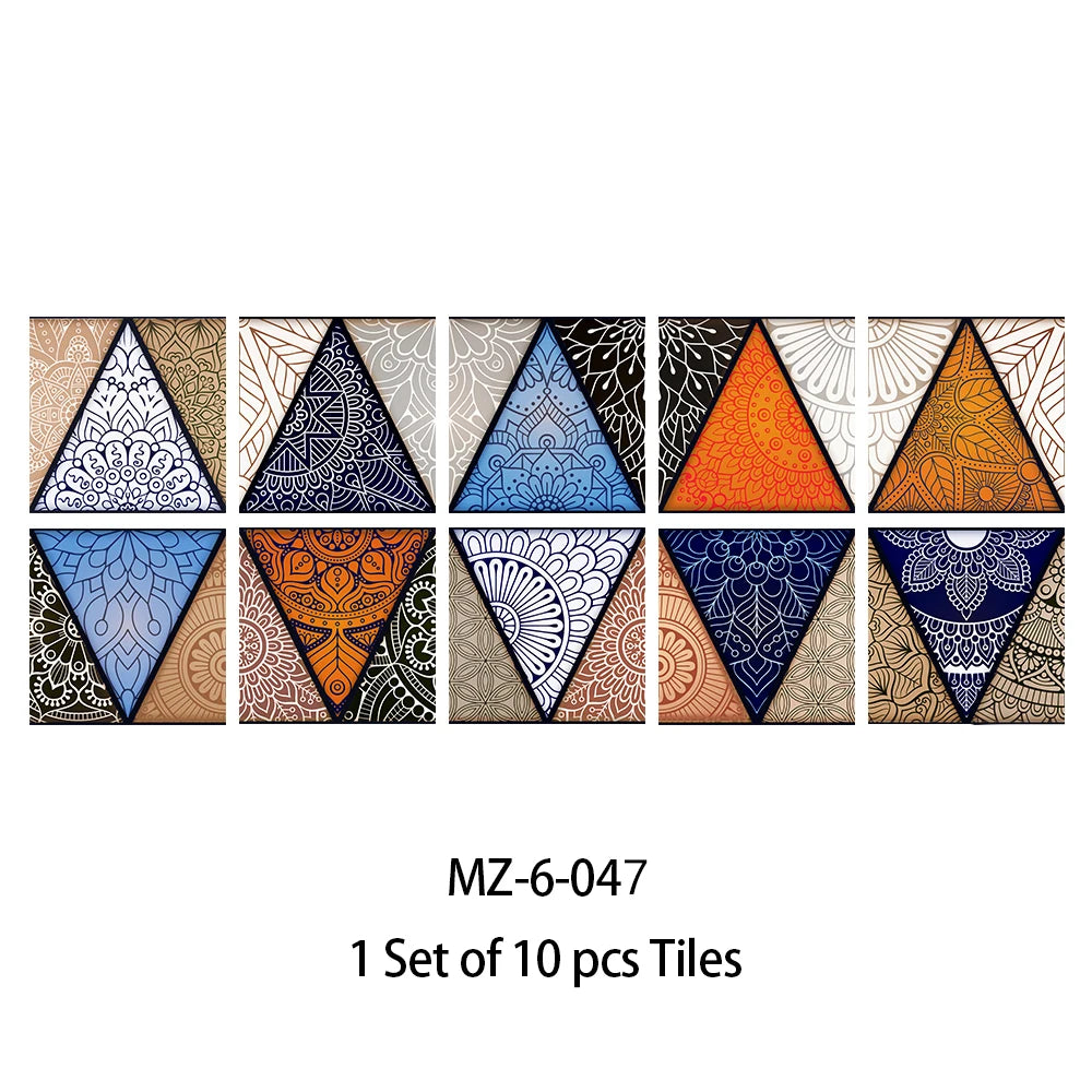 10pcs Blue & Gray Matte Surface Wall Sticker Film For Tiles /Ground in Kitchen Backsplash Floor PVC Art Wallpaper Peel & Stick