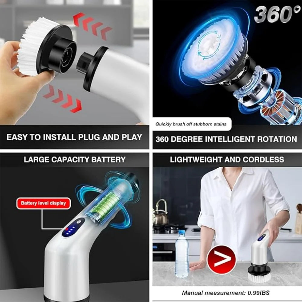 Cordless Power Scrubber – 10-in-1 Electric Brush for Easy Cleaning