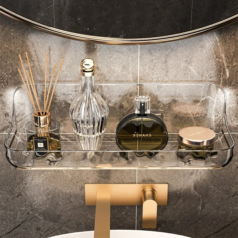 Acrylic No-Drill Bathroom Shelf – Wall-Mounted Shower & Toiletry Storage Organizer