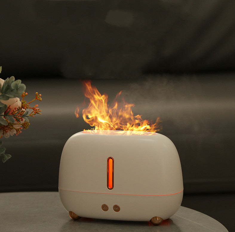 Flame Effect Air Humidifier – USB-Powered with Essential Oil Function