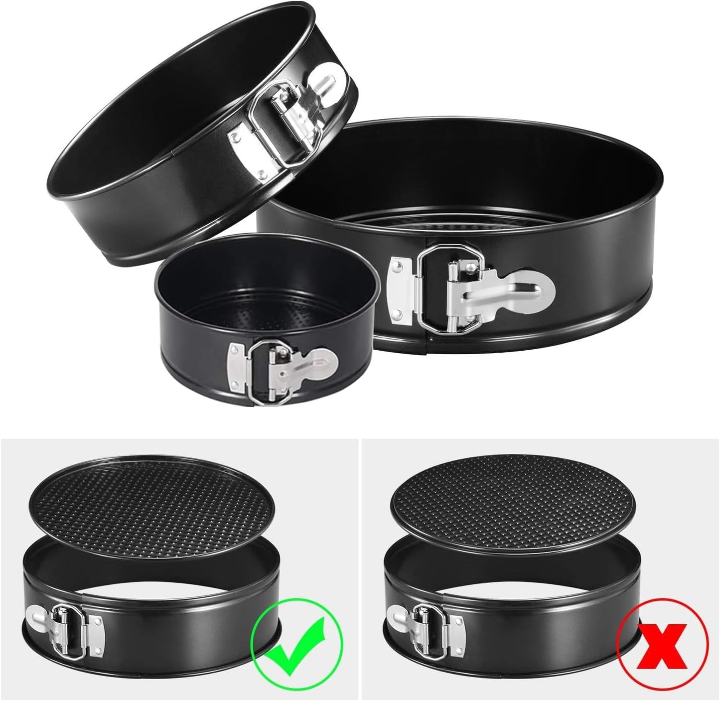 Cake Tins for Baking – 3Pcs round Cake Tin Set – 4/7/9 Inch Cake Tin, – Non-Stick Coating & Leak-Proof – Ideal for Baking Cheesecakes