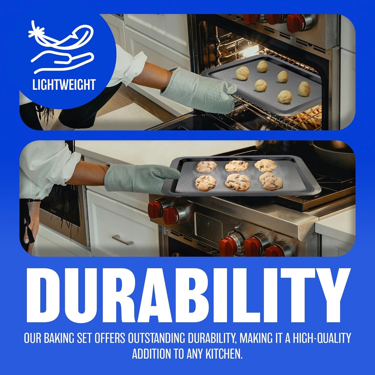 Set of 8 Non Stick Baking Tray Pan Set - Muffin Oven Roasting Bakeware Roast New | Muffin Tray, Oven Tray, Cake Pan, Loaf Pan | Non Stick Coating for Easy Cooking and Clean Up