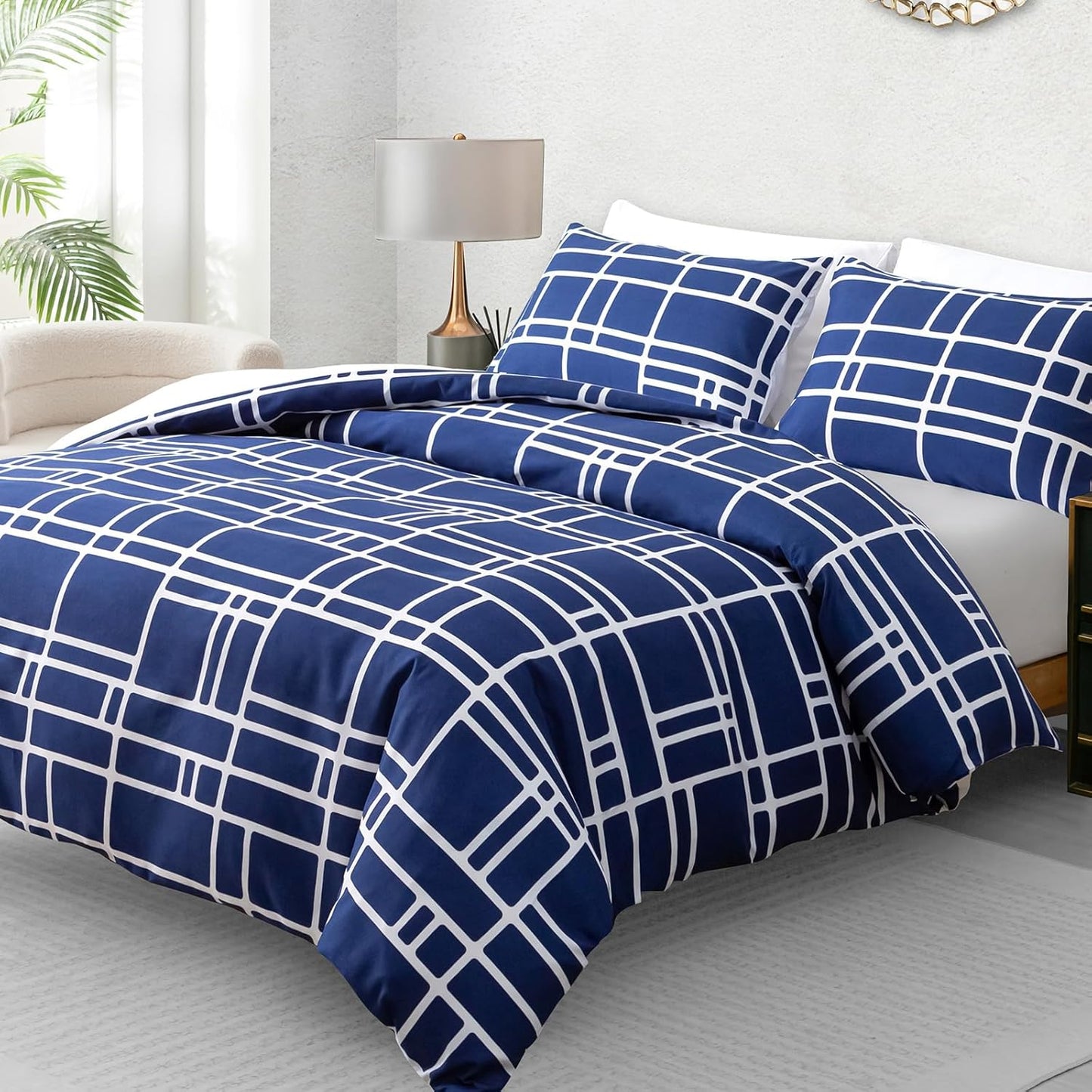Double Duvet Set Premium Brushed Microfiber Duvet Cover Double Ultrasoft Hypoallergenic Duvet Double Cover Set Non Iron Luxury Bedding Set with Zipper Closure