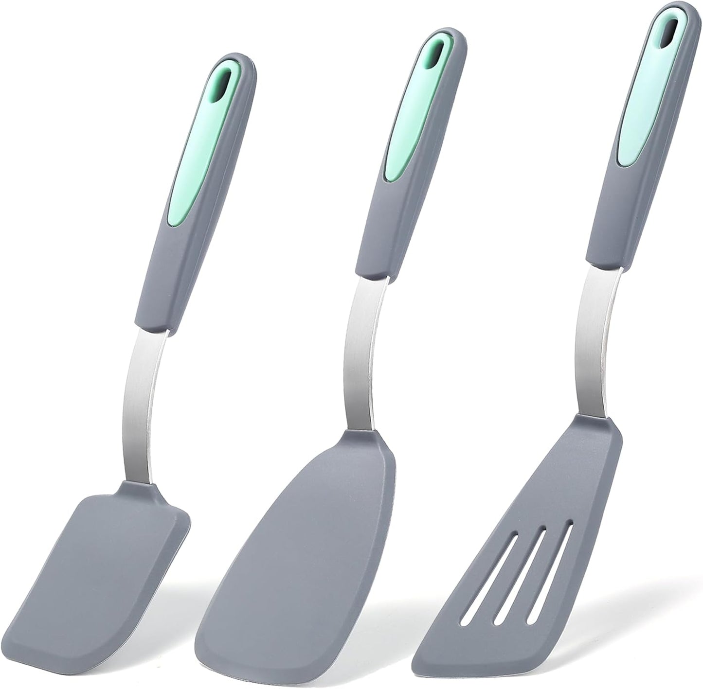 5 Pieces Silicone Spatula Set, BPA Free Silicone Turner Spatulas, Heat Resistance Cooking Utensils, Flip Turner for Fish, Egg, Pancake, Navy Blue