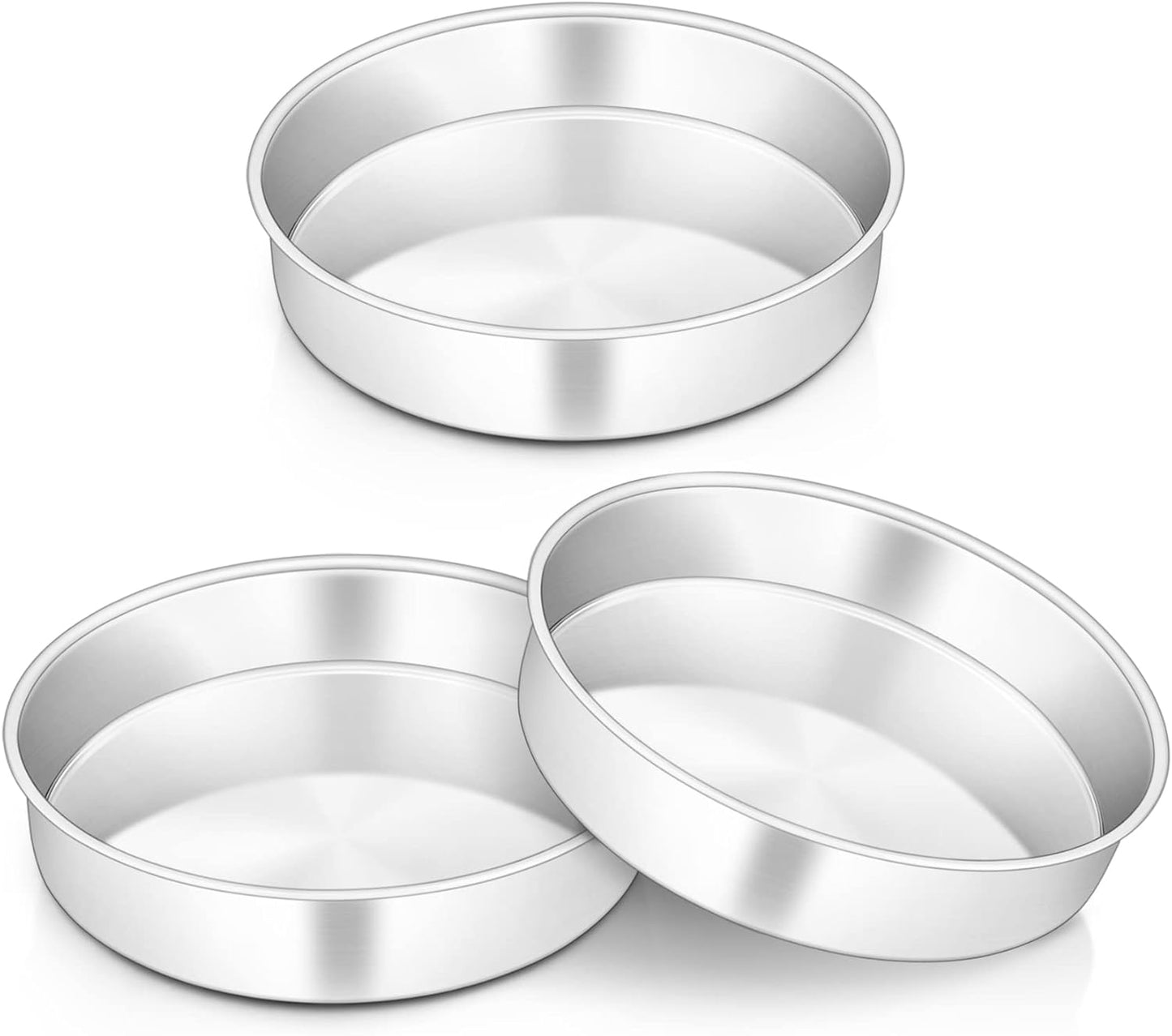 Cake Tin, 6 Inch round Cake Tins, 3PCS Stainless Steel Cake Pan Tray for Baking, Bakeware Set for Birthday Christmas Wedding Layer Cakes, Heavy Duty & Healthy, Mirror Finished & Dishwasher Safe