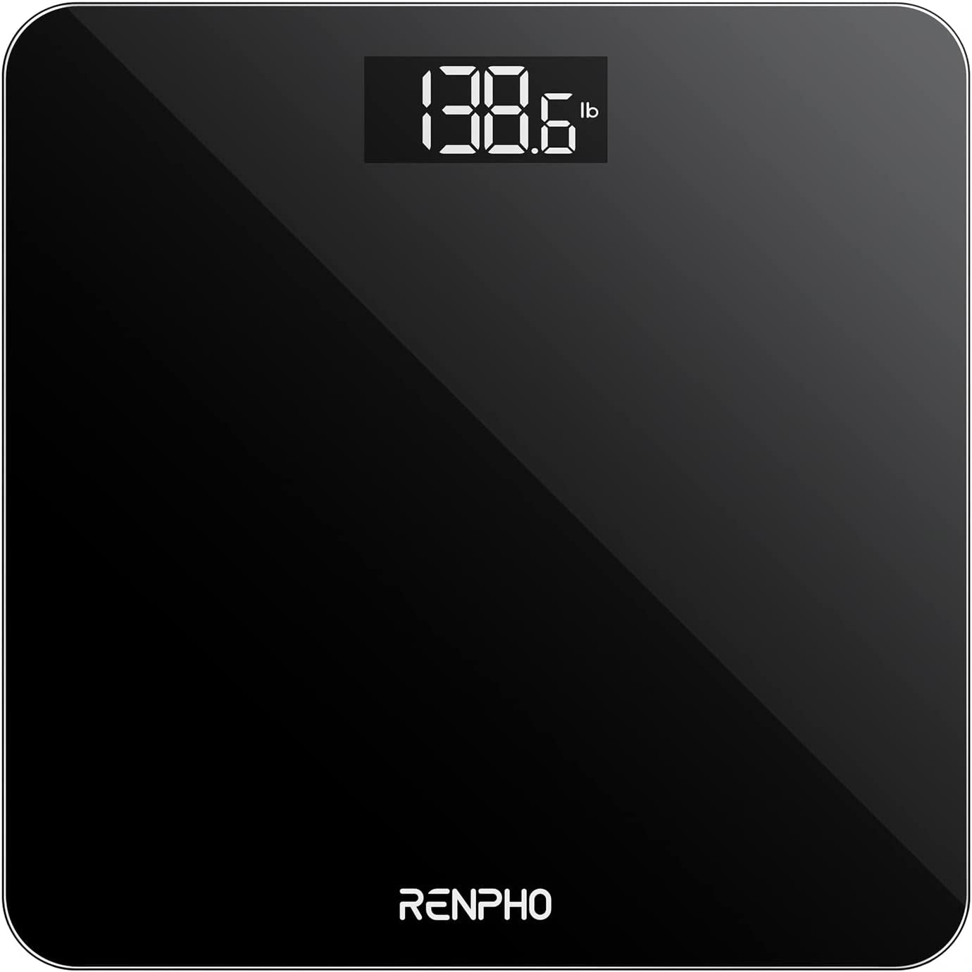 Digital Bathroom Scales for Body Weight, Weighing Scale Electronic Bath Scales with High Precision Sensors Accurate Weight Machine for People, LED Display, Step-On, Black, Core 1S