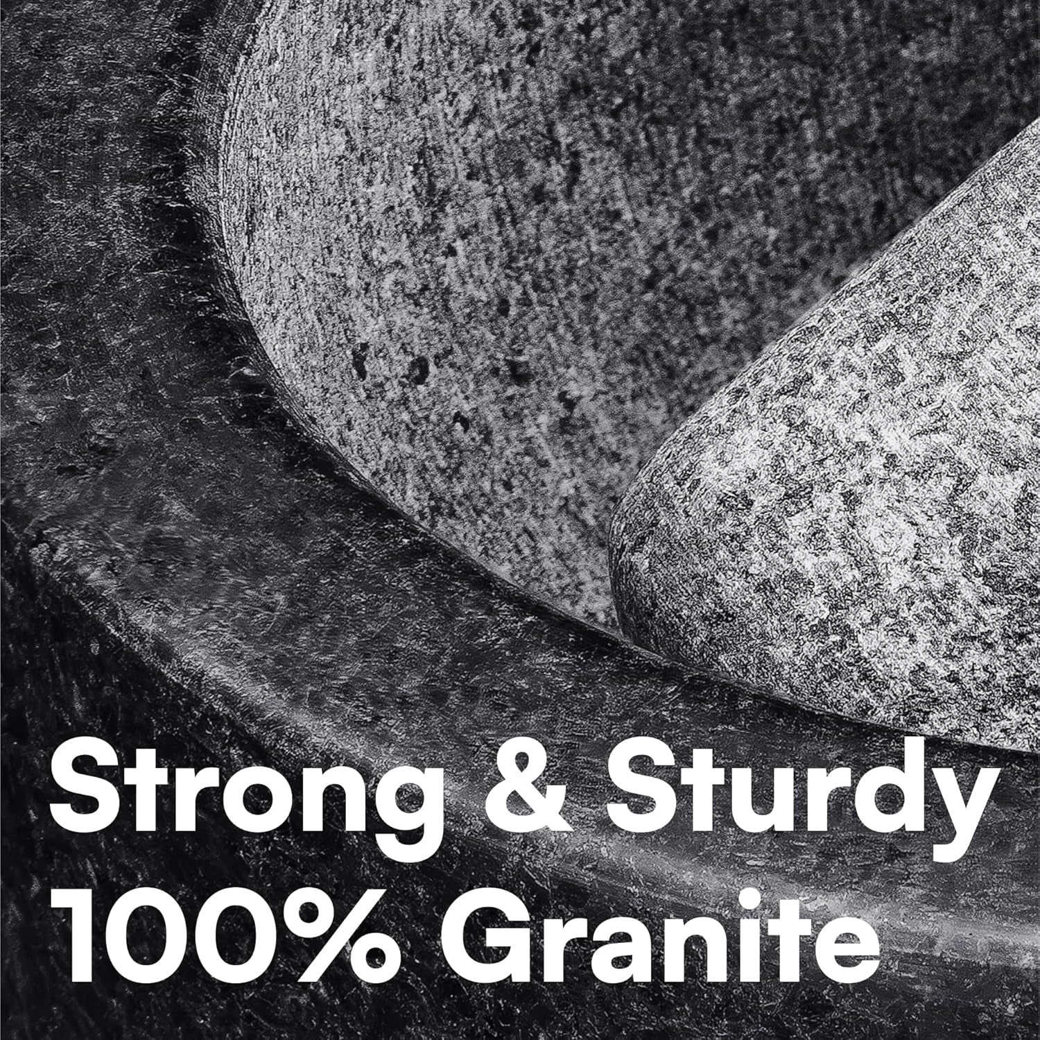 Pestle and Mortar Set, Premium Solid Granite Stone Mortar and Pestle Large Black - 16Cm (6.3") Diameter - Pestle and Mortar Large
