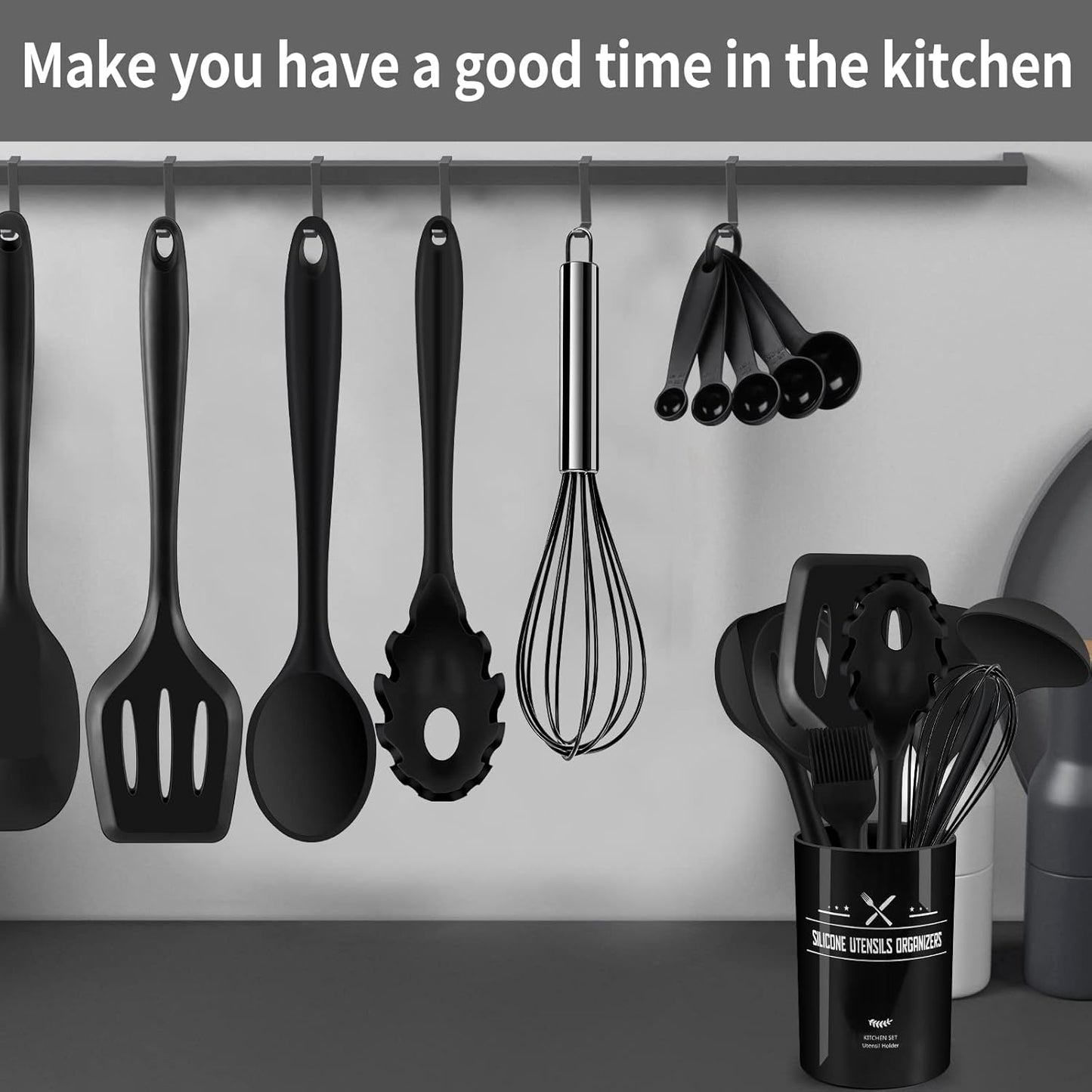 Kitchen Utensils Set, Silicone Kitchen Utensils, 22 Pcs Non-Stick Silicone Cooking Kitchen Utensils Spatula Set with Holder, Cooking Spatula Turner Heat Resistant Tools,Dishwasher Safe