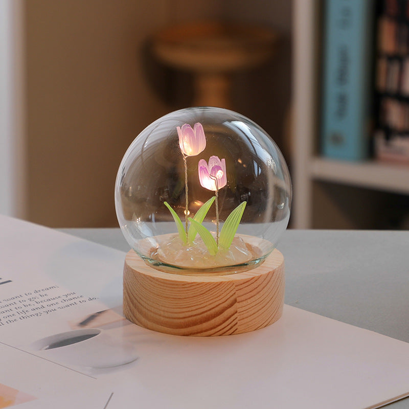 DIY Artificial Tulip Night Light – LED Bedside Lamp & Birthday Decor